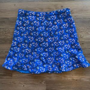 J. Crew Blue Floral Fit and Flare Mini Skirt